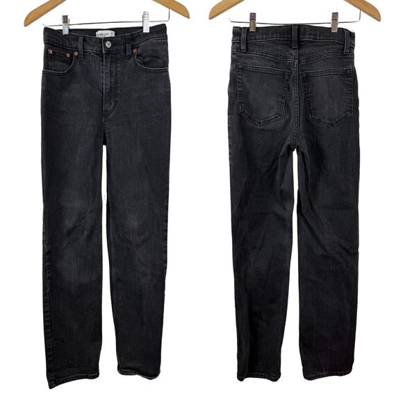 Abercrombie & Fitch Black The 90's Straight Ultra High Rise Denim Jeans - 26/2R - Picture 2 of 4